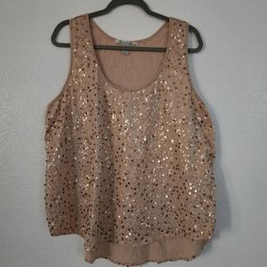 American Rag Cie 1984 beige sequins u-neck blouse size 2X